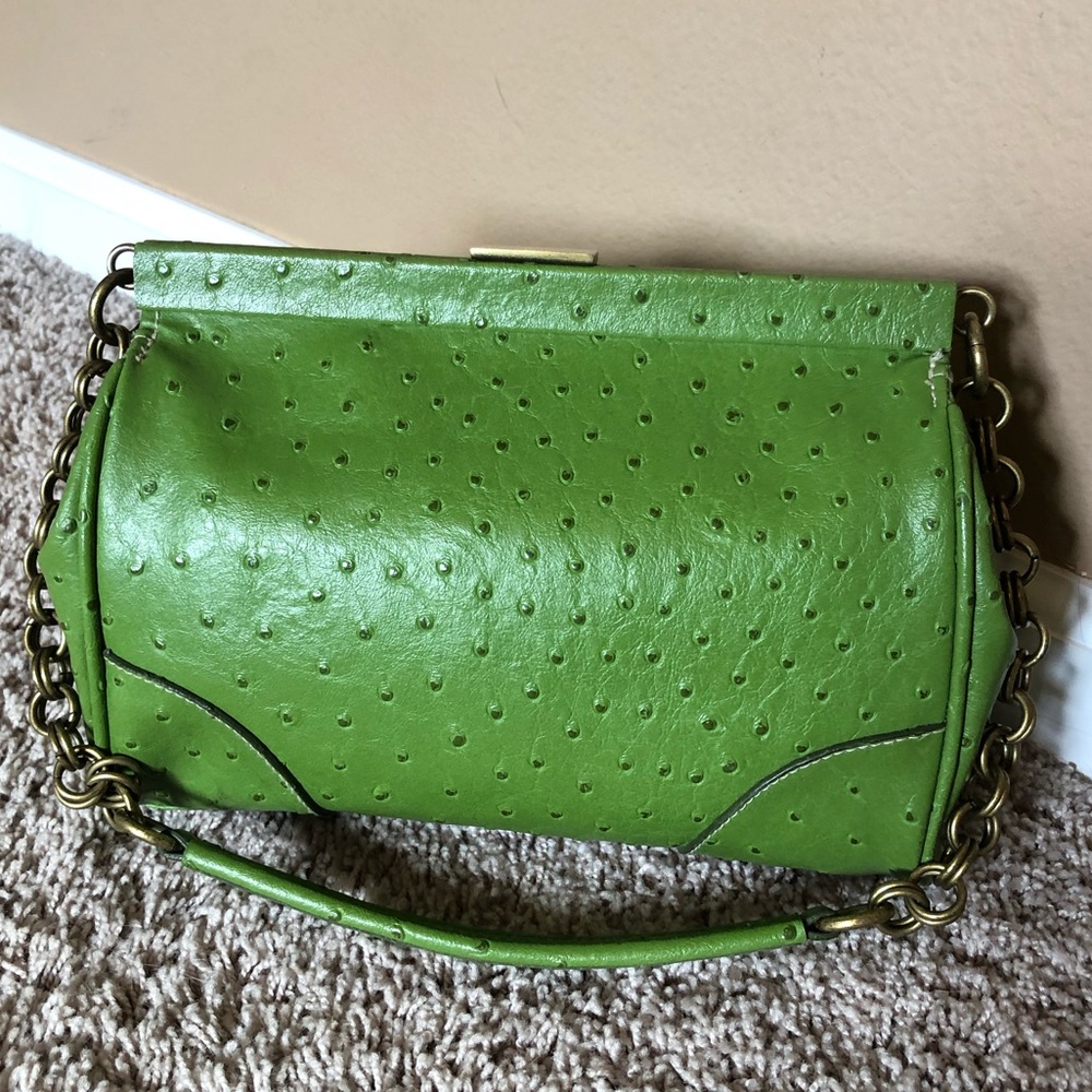 Green faux ostrich style shoulder